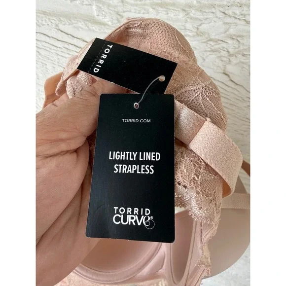 Torrid Curve Multi-Way Strapless Bra Lightly Lined Nude Lace Rose Size 40DD NWT - Picture 6 of 6